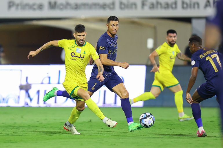مباراة النصر والخليج في الدوري السعودي المصدر: حساب دوري روشن على منصة إكس